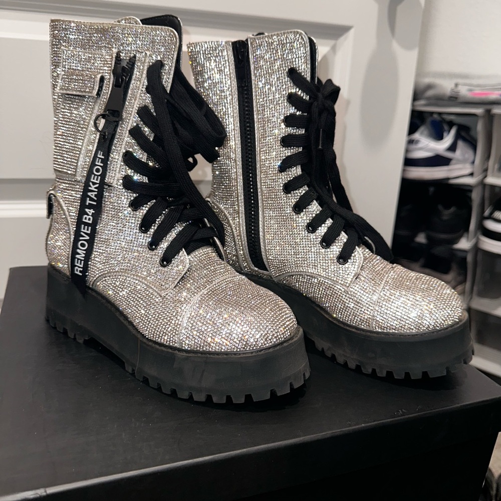 POSTER GIRL Billionaire Bling Combat Boots - Picture 3 of 7